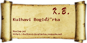 Kulhavi Boglárka névjegykártya